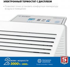 Электрический конвектор ЗУБР Профессионал 2 кВт КЭП-2000