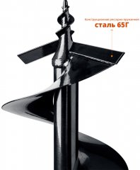 Шнек для мотобуров, грунт, d=250 мм, однозаходный ЗУБР 7051-25