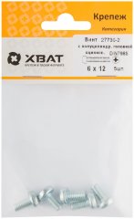 Винт с полуцилиндрич. головкой с полной резьбой оцинков. DIN 7985 6х12 5 шт. XВАТ 27730-2