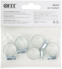 Хомуты, оцинкованная сталь, набор 5 шт., 11-20 мм FIT 64242