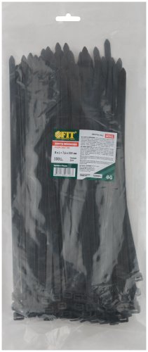 Хомуты нейлоновые для проводов, черные 100 шт., 7,6х300 мм FIT 60361