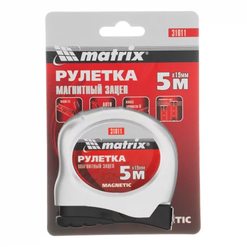 Рулетка Magnetic,5 м х 19 мм,магнитный зацеп Matrix 31011