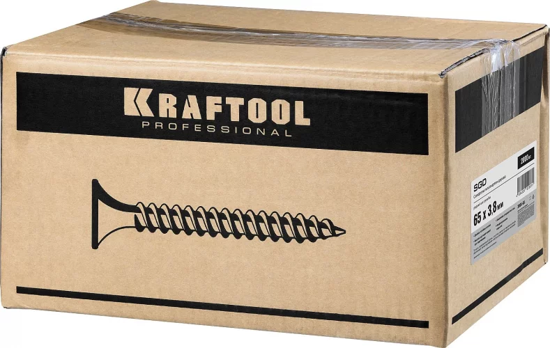 Саморезы KRAFTOOL СГД гипсокартон-дерево, 65 х 3.8 мм, 2000 шт, фосфатированные, 3005-65