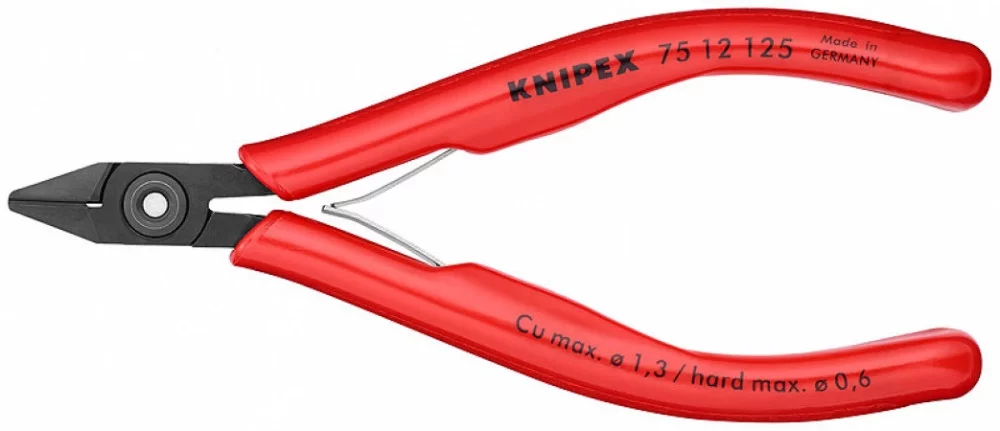 Кусачки боковые для электроники вороненые 125 мм, KNIPEX, ( KN-7512125 )