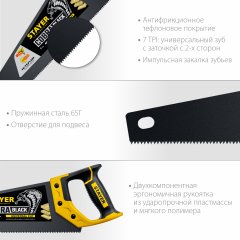 Ножовка по пенобетону STAYER Beton Cut 500 мм, шаг 20 мм, 12 твердосплавных резцов 2-15096