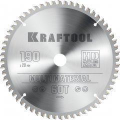 Диск пильный по алюминию KRAFTOOL Multi material 190x20 мм, 60Т 36953-190-20