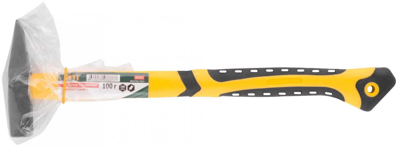 Молоток кованый, фиберглассовая усиленная ручка, антивибрационные накладки, 100 гр. FIT 44341