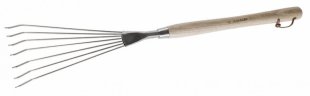 Веерные грабельки ЗУБР 290х120х605 мм, 7 круглых зубцов, нержавеющая сталь, деревянная ручка ( 4-39475_z01 )