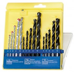 Набор сверл по бетону, металлу, дереву 4-5-6-8-10 мм, 15 шт, пластиковый бокс, цилиндрический хвостовик Sparta 725085