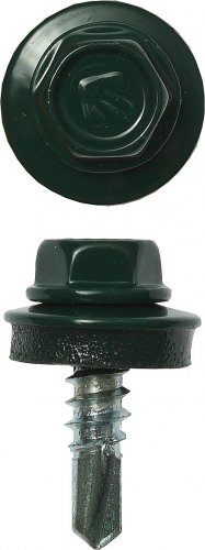 Саморезы для крепления кровель. матер. к метал. конструкциям ЗУБР цвет RAL 6005 "зеленый насыщ.", оцинк., 5,5x19 мм, 500 штук 4-300315-55-019-6005