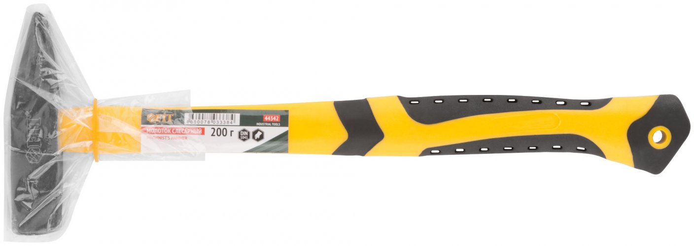 Молоток кованый, фиберглассовая усиленная ручка, антивибрационные накладки, 200 гр. FIT 44342