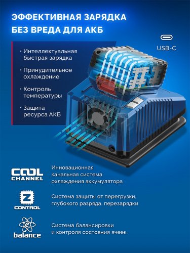 ЗУБР 20 В, d82 мм, 2 АКБ LMS (4 А·ч), редукторная мини-УШМ, сумка, Профессионал (AB-80-700-42)