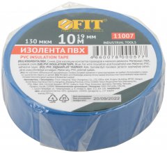 Изолента ПВХ 19 мм х 0,13 мм х 10 м ( синяя ) FIT 11007
