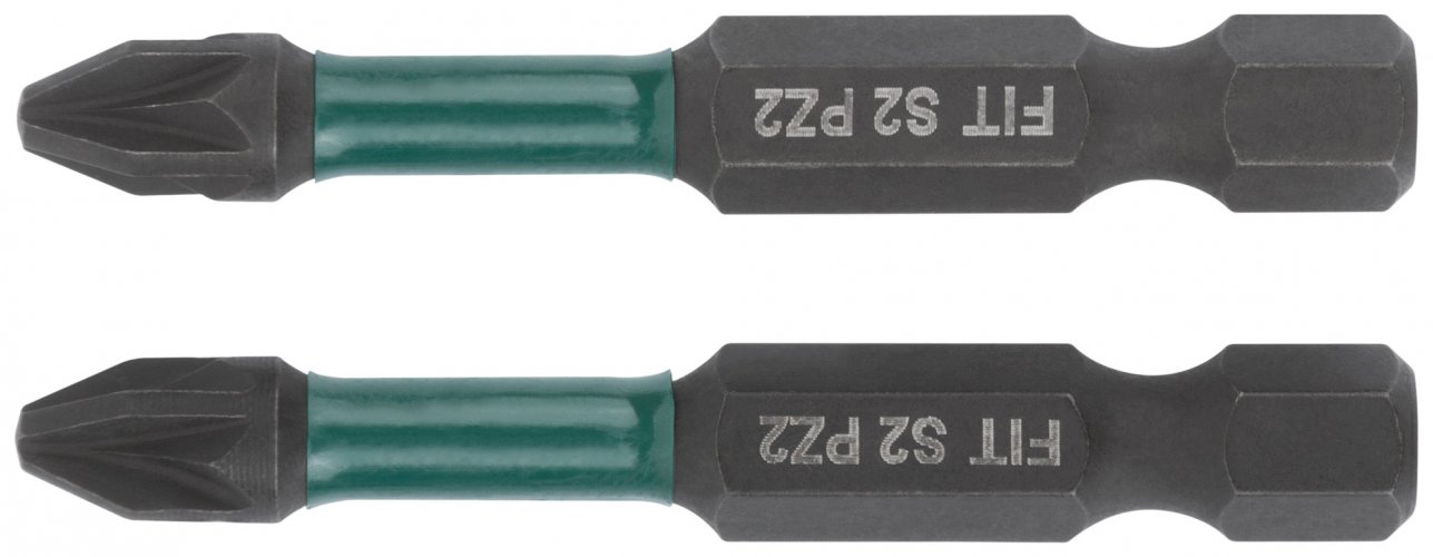Биты кованые ударные, сталь S2, односторонние 50 мм PZ2, 2 шт., блистер FIT 57482