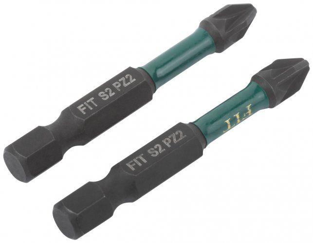 Биты кованые ударные, сталь S2, односторонние 50 мм PZ2, 2 шт., блистер FIT 57482