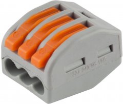 Соединительная клемма СВЕТОЗАР разъемная, 3-х проводная, 400В, 32А, 0,5-2,5мм2/0,5-4мм2, 2 штуки 49190-3