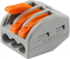 Соединительная клемма СВЕТОЗАР разъемная, 3-х проводная, 400В, 32А, 0,5-2,5мм2/0,5-4мм2, 2 штуки 49190-3