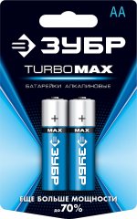 Щелочная батарейка ЗУБР 1.5 В, тип АА, 2 шт, Turbo-MAX 59206-2C_z01