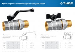 Шаровой кран ЗУБР полнопроходной с накидной гайкой "мама-папа" 1/2" 51320-1/2