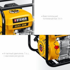Бензиновая мотопомпа STEHER 600 л/мин WPC-600