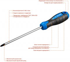 Отвертка ЗУБР Профессионал Cr-Mo PH2 x 150 мм 25232-2_15