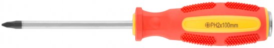 Отверткa ударная, CrV сталь, шестигранное сквозное жало с бойком, прорезиненная ручка 6х100 мм PH2 КУРС 55603