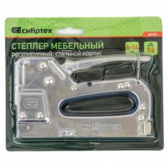 Степлер мебельный, металлический, регулируемый, тип скобы: 53, 4-14 мм Сибртех 40101