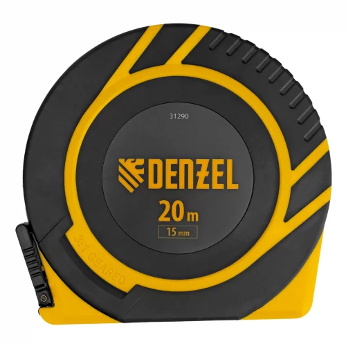 Рулетка геодезическая 20 м х 15 мм, закрытый корпус, фиберглассовая лента Denzel