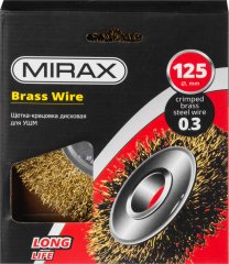 Щетка дисковая для УШМ (латунированная проволока 0,3 мм, 125 мм) MIRAX 35141-125