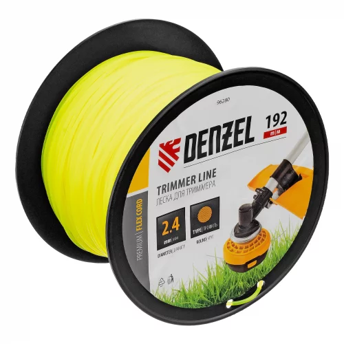 Леска для триммера круглая, 2,4мм х 192м, на DIN катушке FLEX CORD Denzel 96280