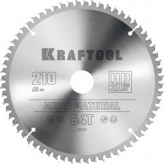 Диск пильный по алюминию KRAFTOOL Multi material 210x30 мм, 64Т 36953-210-30