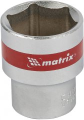 Головка торцевая, 24 мм, шестигранная, CrV, под квадрат 1/2, хромированная Matrix 13124