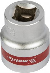 Головка торцевая, 24 мм, шестигранная, CrV, под квадрат 1/2, хромированная Matrix 13124