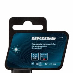 Отвертка PZ1 x 75 мм, S2, трехкомпонентная ручка Gross 12156