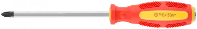 Отверткa ударная, CrV сталь, шестигранное сквозное жало с бойком, прорезиненная ручка 8х150 мм PH3 КУРС 55605