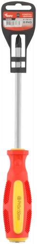 Отверткa ударная, CrV сталь, шестигранное сквозное жало с бойком, прорезиненная ручка 8х150 мм PH3 КУРС 55605