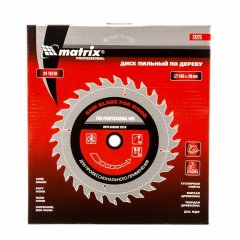 Пильный диск по дереву, 185 х 20 мм, 24 зуба, кольцо 16/20 Matrix Professional 73223