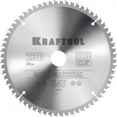 Диск пильный по алюминию KRAFTOOL Multi material 230x30 мм, 64Т 36953-230-30