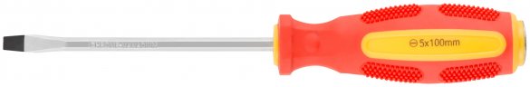 Отверткa ударная, CrV сталь, шестигранное сквозное жало с бойком, прорезиненная ручка 5х100 мм SL КУРС 55607
