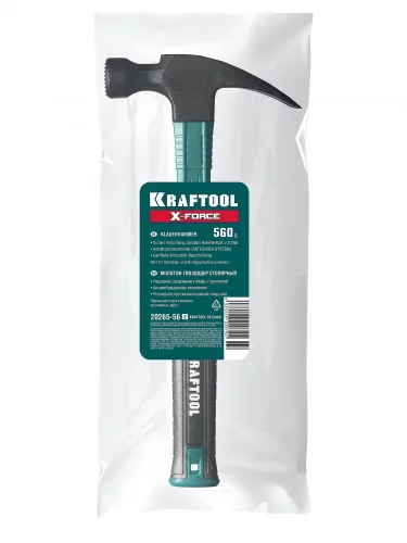 KRAFTOOL X-FORCE 560 г, столярный молоток-гвоздодёр (20265-56)