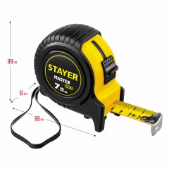 Рулетка STAYER MASTER 7,5м / 25мм в ударостойком обрезиненном корпусе 34025-07_z01