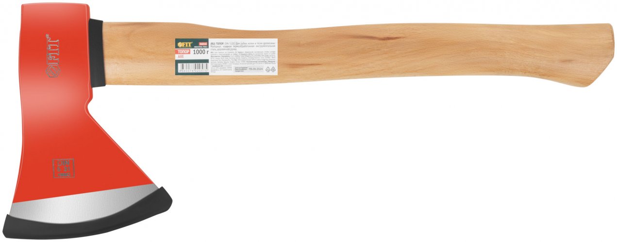 Топор кованая усиленная сталь, деревянная ручка 1000 гр. FIT 46010