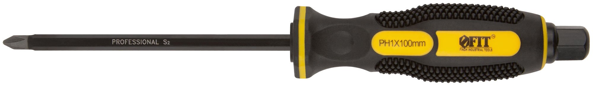 Отверткa ударная, сталь S2, шестигран.жало, боек под ключ, прорезиненная ручка, 5х100 мм PH1 FIT 55622