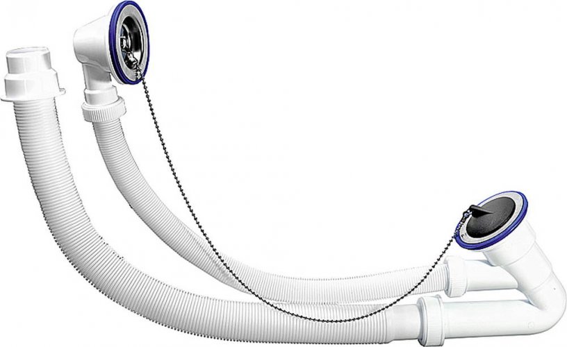 Сифон для ванн с выпуском и нержавеющими чашками, ЗУБР ЭКСПЕРТ 51843