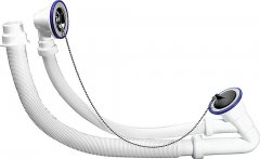 Сифон для ванн с выпуском и нержавеющими чашками, ЗУБР ЭКСПЕРТ 51843