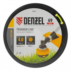 Леска для триммера круглая, 4,0мм х 69м, на DIN катушке FLEX CORD,  Denzel 96283