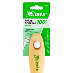 Кисть плоская "Евро" 4", смешанная щетина, деревянная ручка MTX 83082