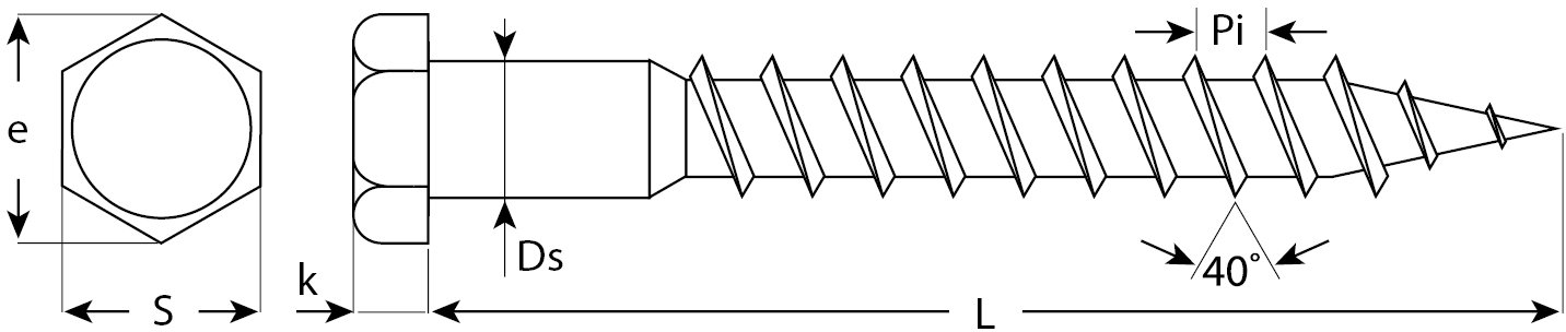 Шурупы ШДШ с шестигранной головкой ЗУБР /DIN 571/ 60 х 10 мм 40 шт 4-300451-10-060