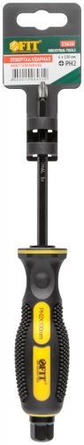 Отверткa ударная, сталь S2, шестигран.жало, боек под ключ, прорезиненная ручка, 6х100 мм PH2 FIT 55626