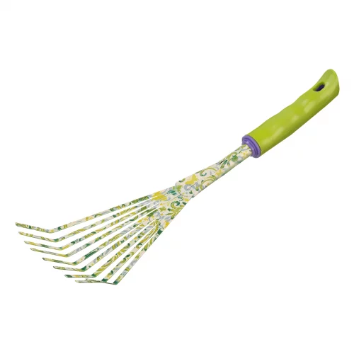Грабли веерные 9 - зубые, 75 х 385 мм, стальные, пластиковая рукоятка, Flower Green, Palisad 62042